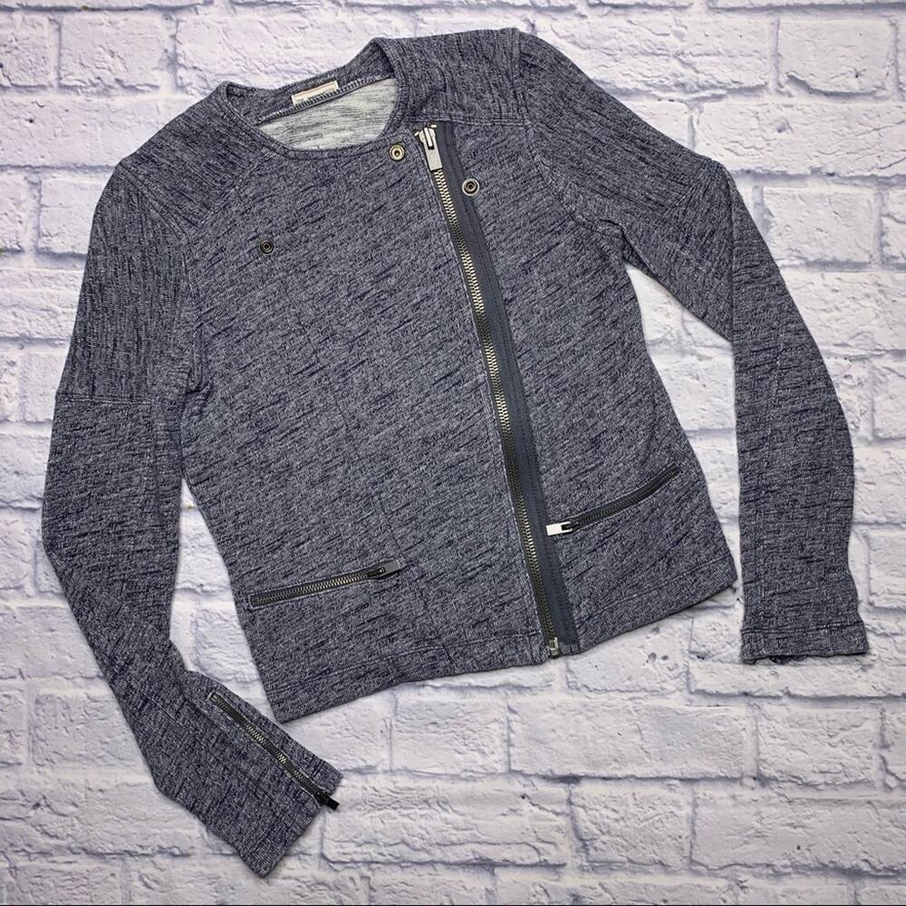 Gap Zip Up Moto Jacket in Heathered Blue